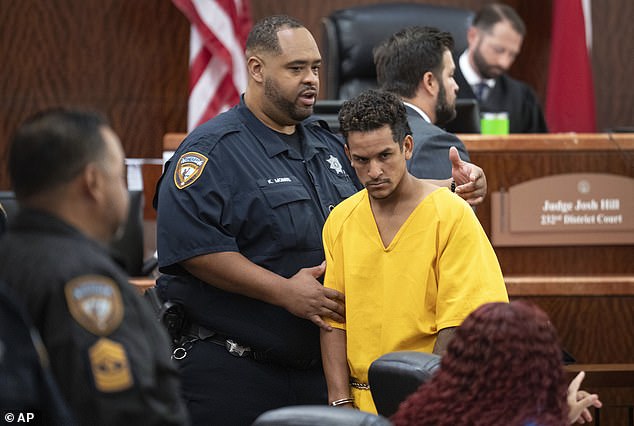 Franklin Jose Pena Ramos, 26, one of the two men accused of killing 12-year-old Jocelyn Nungaray, is led out of the courtroom on Monday. His bail was set for $10 million