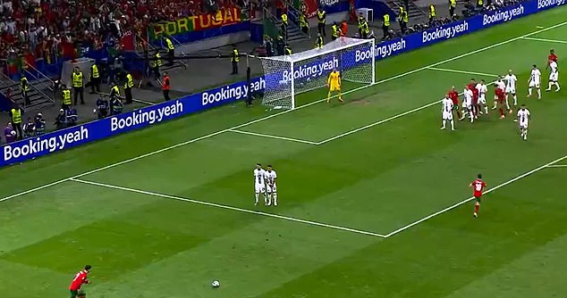 Ronaldo preposterously attempted to score with a free-kick from an improbable angle