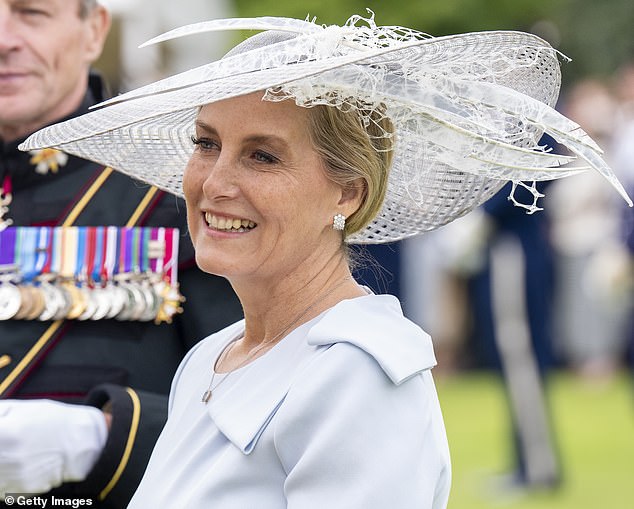 The Duchess of Edinburgh appeared in high spirits as she greeted guests during the Sovereign's Garden Party