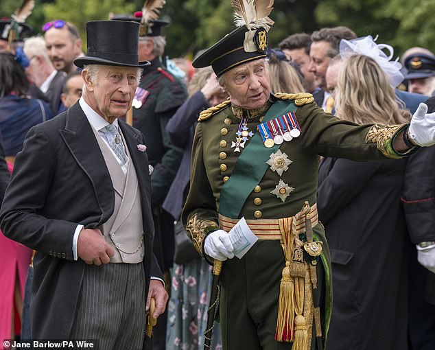 His Majesty greeted hundreds of the 8,000 guests gathered at the Palace of Holyroodhouse in Edinburgh