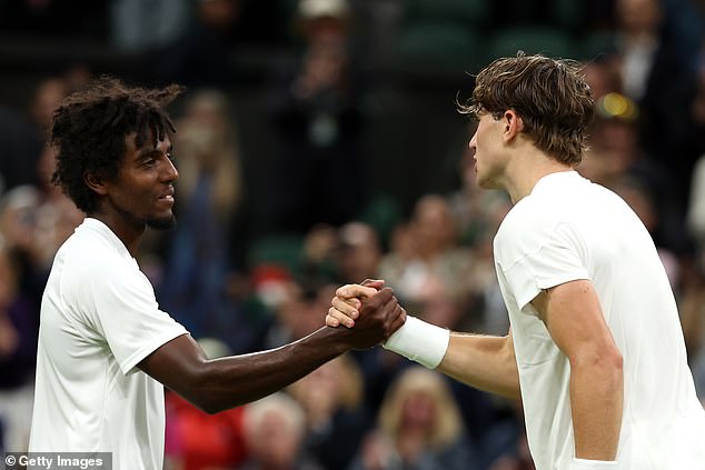 Draper beat Elias Ymer (left) 3-6, 6-3, 6-3, 4-6, 6-3 to reach the second round of Wimbledon