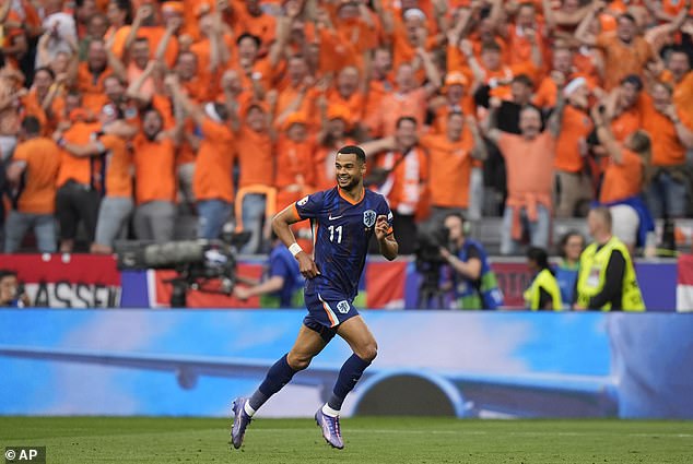 Cody Gakpo (pictured) impressed during the Netherlands' 3-0 win vs Romania on Tuesday