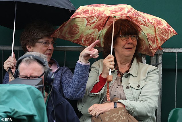 WIMBLEDON: A number of fans were seen holding umbrellas on Wednesday