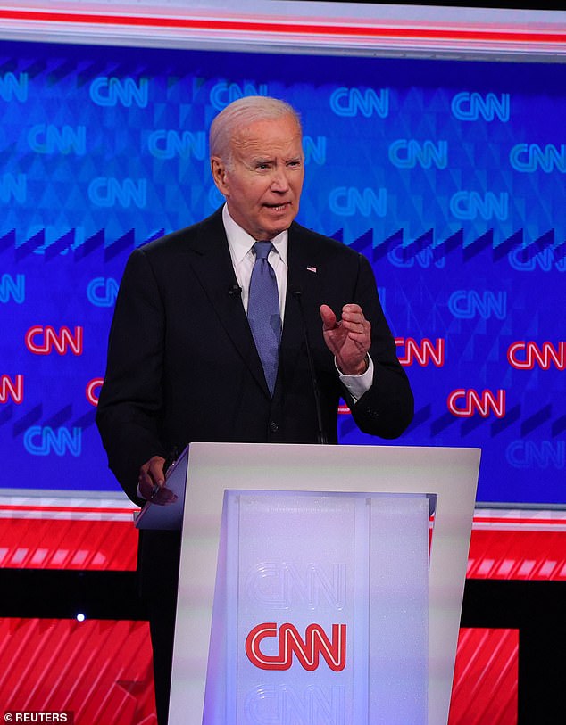 President Joe Biden speaks during a presidential debate with Republican candidate, former U.S. President Donald Trump, in Atlanta, Georgia, on June 27, 2024. Critics immediately after the event began questioning Biden's health and whether the 81-year-old is up to the job