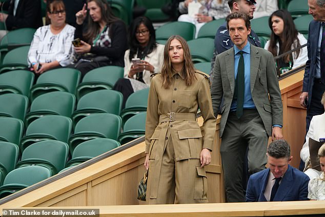 The former athlete, 37, was all smiles as she watched from the Royal Box with her fiance, British auctioneer Alexander Gilkes, 44