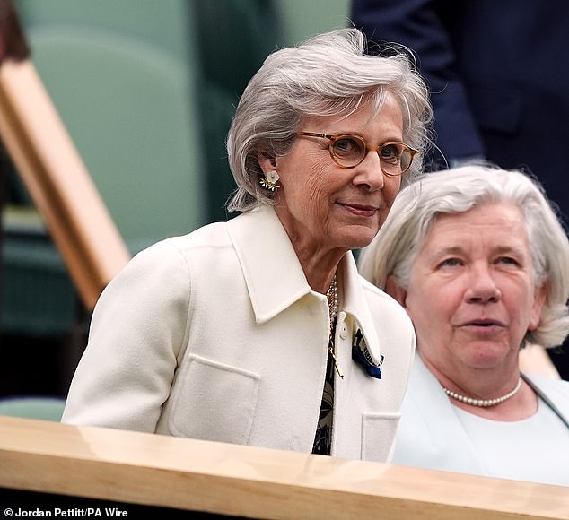 The Duchess of Gloucester was effortlessly elegant in a cream jacket as she attended day three of Wimbledon