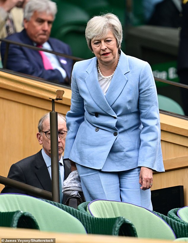 The politician, 67, appeared in high spirits as she watched Alexandre Muller of France and Daniil Medvedev of Russia on the court