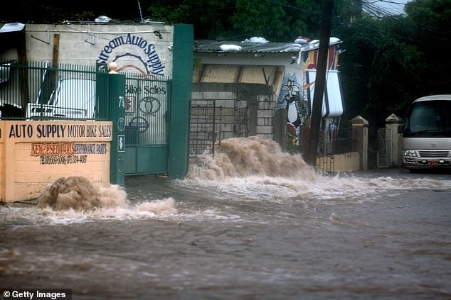 'If I lived in Texas, and I have lived in Texas, this would be a storm that I would be watching closely,' FOX Weather Meteorologist Britta Merwin added. 'The possible impacts would be Sunday into Monday.' Flooding in Jamaica Wednesday is seen here