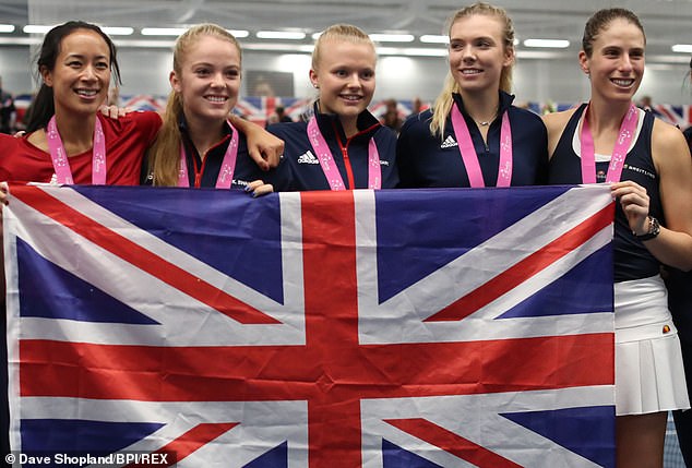 The pair first played together at senior level in GB's 2019 Fed Cup team (Dart centre, Boulter pictured centre right)