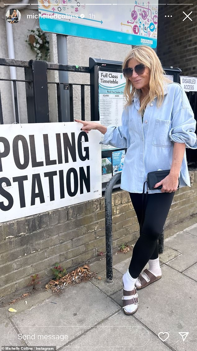 EastEnders' Michelle Collins took to her Instagram Story to show that she had headed to her polling station