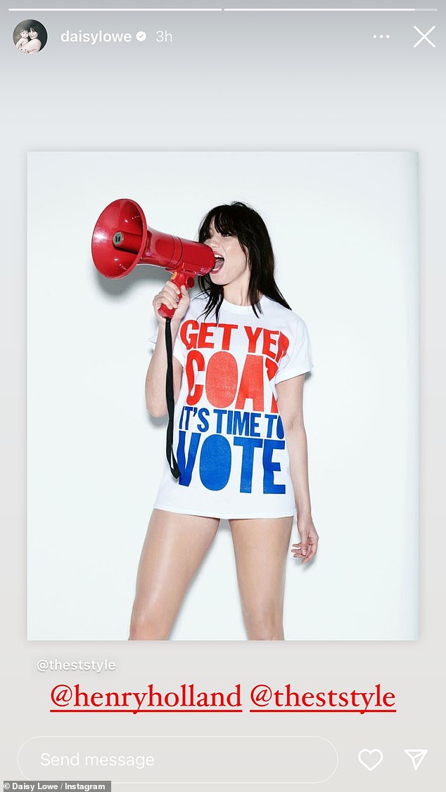 Model Daisy Lowe shared a snap to her social media too as she encouraged people to get voting