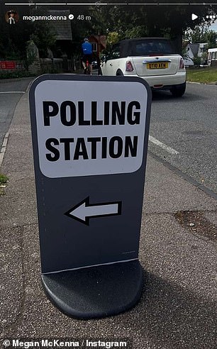 She shared a snap of the polling station sign