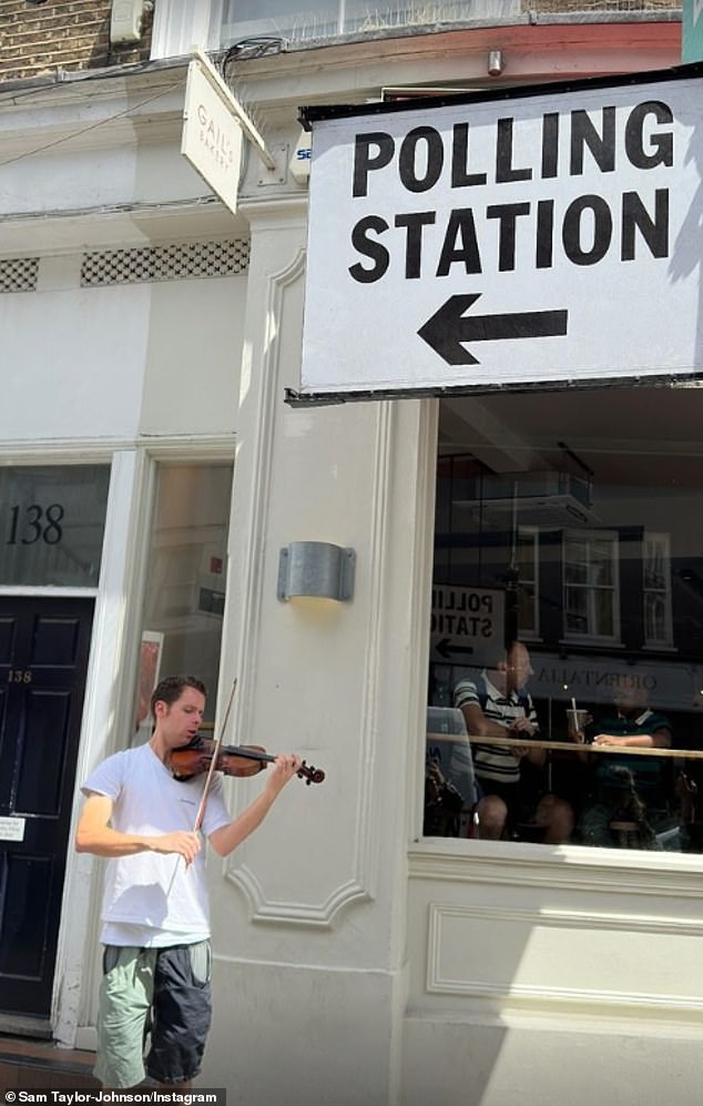 Sam Taylor-Johnson and her actor husband Aaron stepped out to vote in the general election. Sam shared a snap of her local polling station to her Instagram Stories