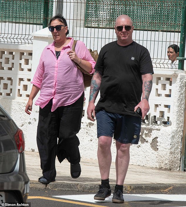 Jay's mother Debbie Duncan and father Warren Slater leaving the Guardia Civil in Playa de las Americas