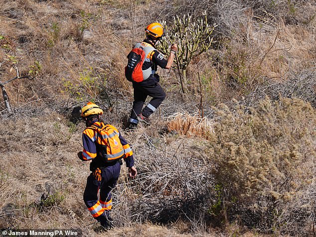 Emergency workers near the village of Masca, Tenerife, on June 21