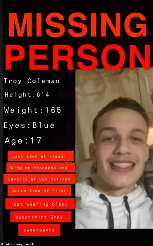 When Troy went missing in May, his father said he is not a dangerous person, but does suffer from hallucinations and was taking medication that he did not have