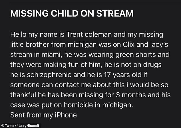 The Twitch streamer shared a response allegedly from Troy's brother identifying him as the person seen in his video