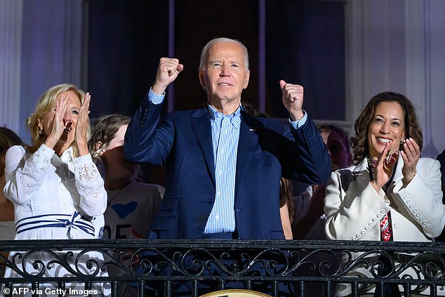 At an event earlier Thursday on the South Lawn, he continued to struggle when going off-script Thursday as he tried to insert a jab at former President Donald Trump into his Fourth of July remarks