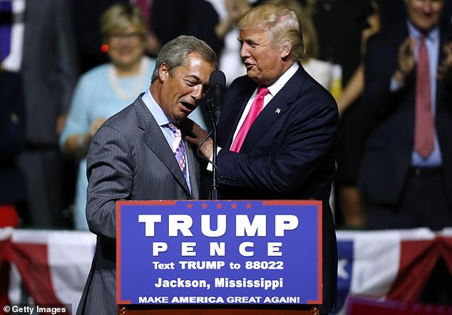 Donald Trump led the the congratulations to his friend Nigel Farage on becoming a member of the British Parliament for the first time