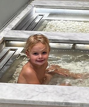 'Like mother, like daughter. Starting wellness early and exposing my kids to Mother Nature's natural healing powers. #spajunkie,' she captioned the slideshow