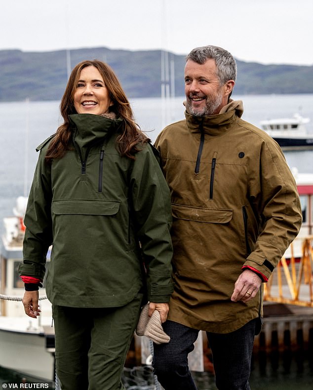 The King and Queen of Denmark looked to be in high spirits as they were welcomed to Igaliku village on the second week of their trip to Greenland