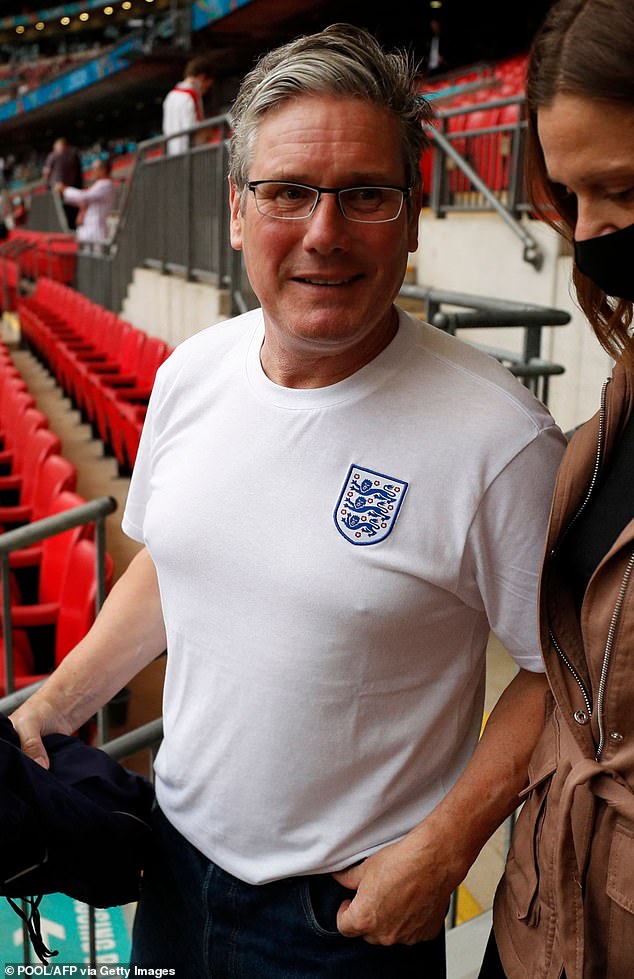 Keir Starmer at the last Euros final between Italy and England at Wembley Stadium on July 11, 2021