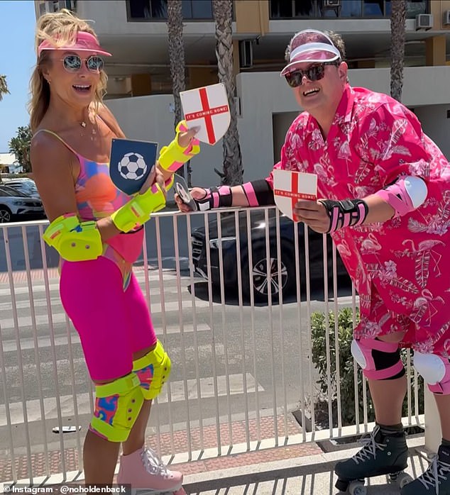 Amanda Holden, 53, and Alan Carr, 48, cheered on England dressed as Barbie and Ken from the 2023 film in Instagram posts shared on Saturday