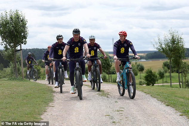 Some of the team enjoyed a bike ride on trails around England's Blankenhain base camp