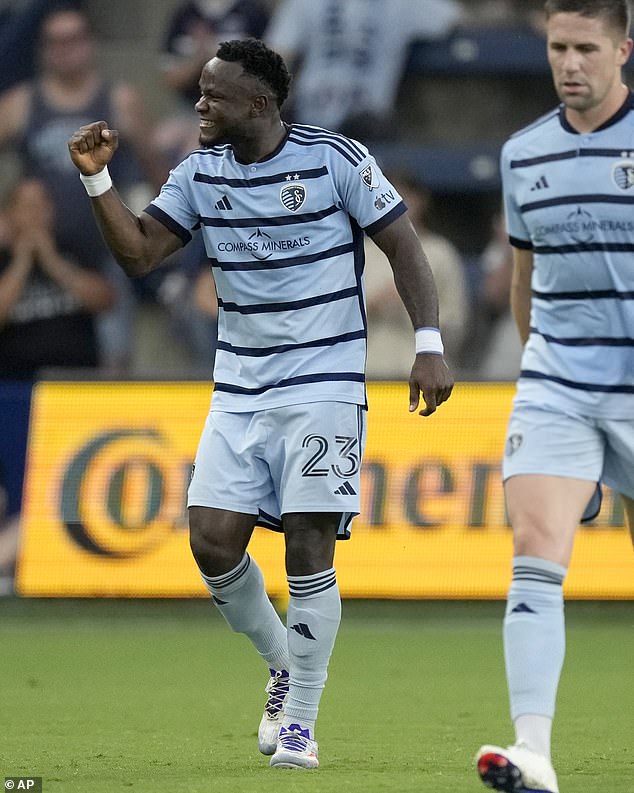 Willy Agada (23) scored twice to help secure a victory for Sporting KC over FC Dallas