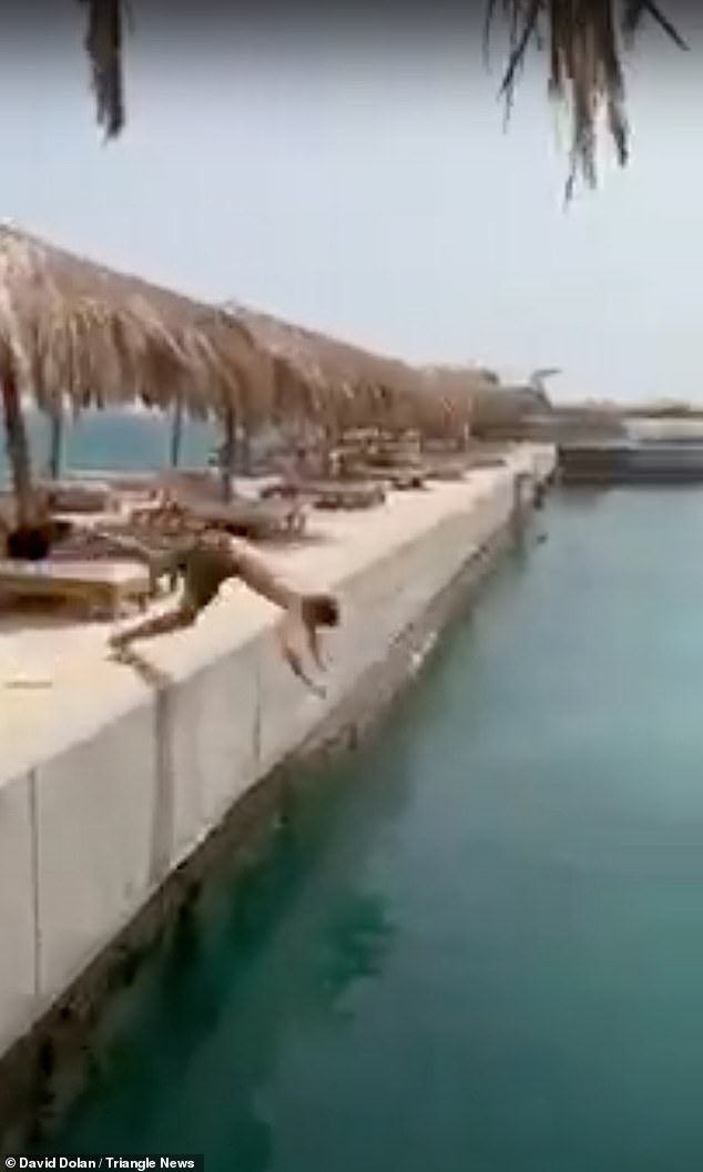 He had done the move dozens of times before, most recently on holiday in Egypt in September (pictured), but this time he landed head first on the water