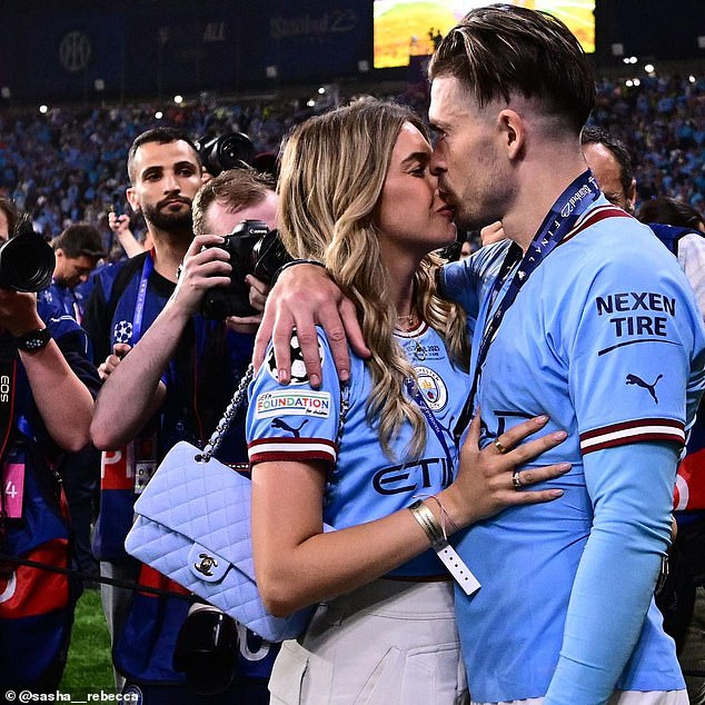 Sasha shared a loved up snap in May following Manchester City's Premier League win, taking to Instagram to post a doting picture which saw the couple pose on the football pitch