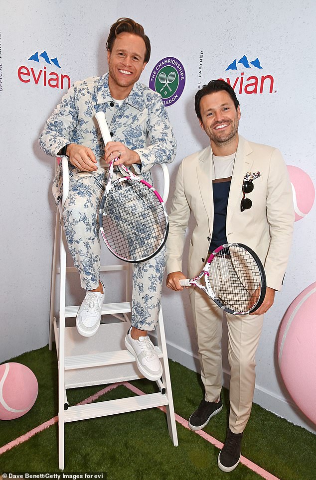 Olly Murs and Mark Wright attended together and couldn't resist posing with a pair of tennis racquets