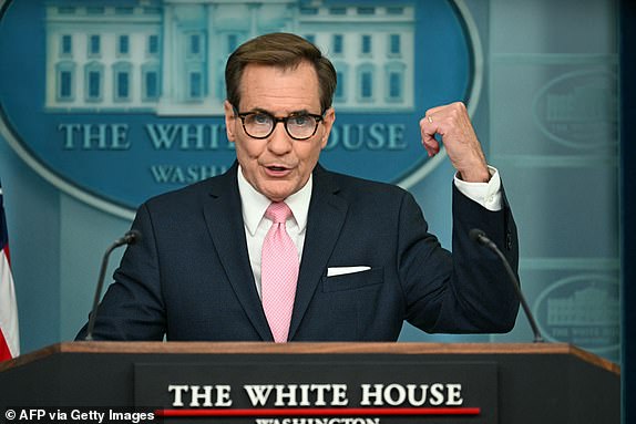 National Security Communications Advisor John Kirby speaks during the daily press briefing in the Brady Press Briefing Room of the White House in Washington, DC, on July 8, 2024. (Photo by Jim WATSON / AFP) (Photo by JIM WATSON/AFP via Getty Images)