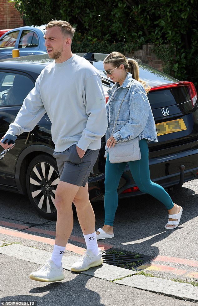 The former Love Island star and her footballer beau, both 27, were spotted running errands at Morrisons on Wednesday