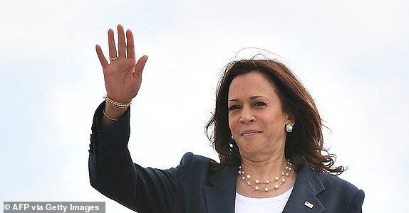 (FILES) US Vice President Kamala Harris makes her way to board a plane before departing from Andrews Air Force Base in Maryland on June 14, 2021. Harris is traveling to Greenville, South Carolina to kick off a national vaccination tour. Joe Biden on July 21, 2024 dropped out of the US presidential election and endorsed Vice President Kamala Harris as the Democratic Party's new nominee, in a stunning move that upends an already extraordinary 2024 race for the White House. Biden, 81, said he was acting in the "best interest of my party and the country" by bowing to weeks of pressure after a disastrous June debate against Donald Trump stoked worries about his age and mental fitness. (Photo by MANDEL NGAN / AFP) (Photo by MANDEL NGAN/AFP via Getty Images)