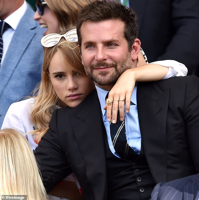 Bradley and Suki first became involved in 2013, when she was 21 and he was 38, and they remained together for two years; pictured at Wimbledon in 2014