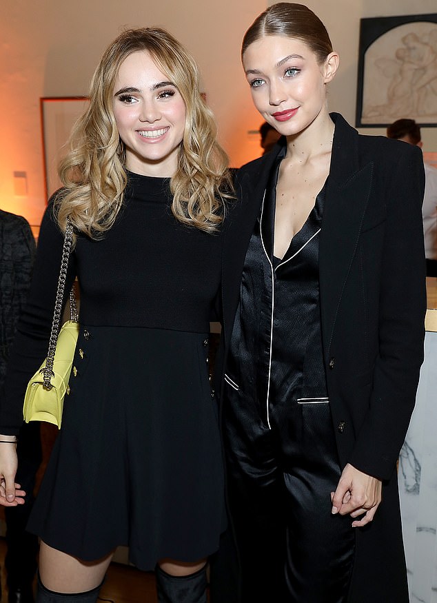 Gigi Hadid (right) has supposedly 'fallen out' with Suki Waterhouse (left) over the latter's searing remarks about Bradley Cooper, it is sensationally claimed; pictured 2016