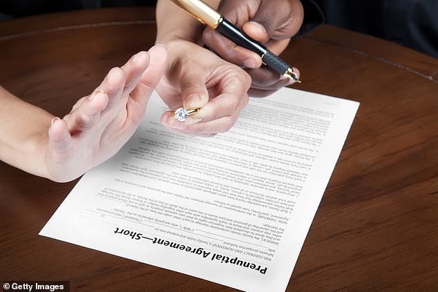 A 'prenup' is a contract or deed signed by both parties before they marry, stating details of a financial split in the case of divorce