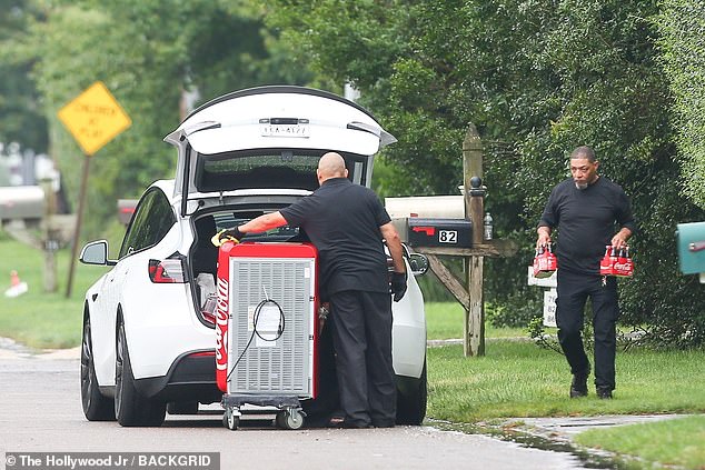 She was also brought a Coca-Cola mini fridge with glass bottles of the beverage