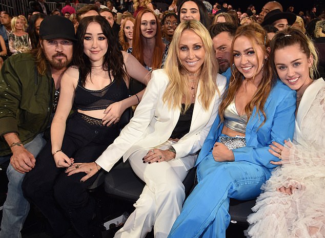 Billy Ray has an equally fractured relationship with Tish Cyrus, his ex-wife of more than 30 years and the mother of three of his biological children ¿ Miley, 31, Braison, 30, (not pictured) and Noah, 24 (second from left). He is also the adoptive father of her two children, including Brandi, 37, (second from right)