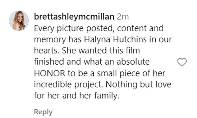 McMillan said in the comment thread that the post was put up with 'Hutchins in our hearts'