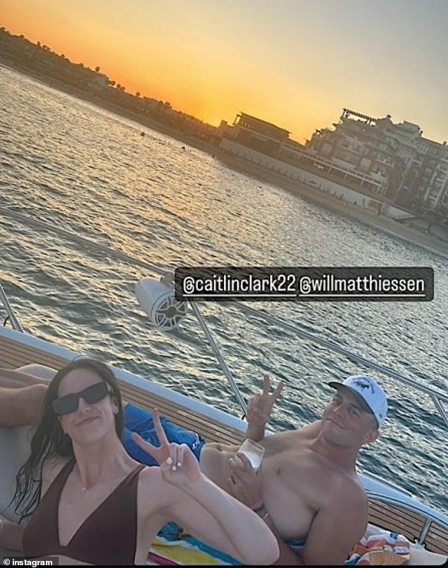 Caitlin Clark is making the most of the WNBA 's Olympic break by relaxing in the sun with boyfriend Connor McCaffery and friends