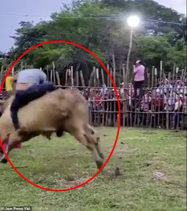 Footage begins by showing the rider slowly losing control of the bull as he starts his ride