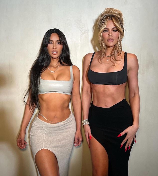 This comes after Khloe said she was shocked by the results of her 'biological age test' she took on The Kardashians; Kim and Khloe seen in 2024