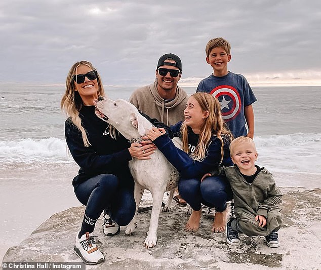 She shares her children Taylor, 13, and Brayden, eight, with El Moussa, as well as son Hudson, four, with Anstead