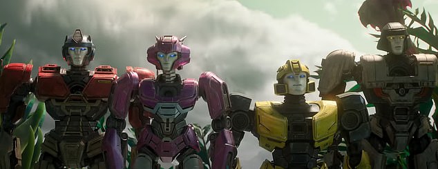 Orion, D-16, Elita-1 (Scarlett Johansson) and B-127 a.k.a. Bumblebee (Key) are all seen watching an, 'S.O.S. message from the surface,' as they go to investigate, seemingly to prove the transformers that they have more to offer