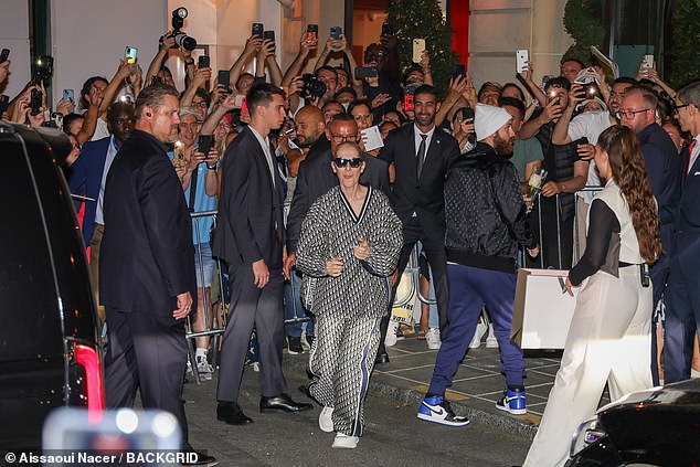 All eyes were on Celine as she strutted her stuff outside the hotel