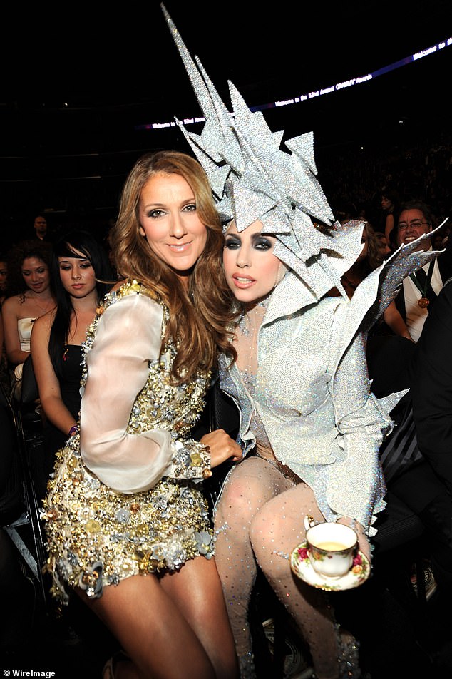 Lady Gaga, 38, (R) gushed over Celine Dion, 56, (L) ahead of their reported duet at the Olympics opening ceremony in Paris on Friday (pictured in 2010)