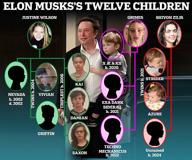 The South African billionaire has fathered a reported 12 children over last 22 years and has spoken publicly about his view that the world is underpopulated. He had his kids with three different women - Wilson, the mother of Vivian; musician Grimes; and his employee, Shivon Zilis. His youngest child, with Zilis, was born in 2024