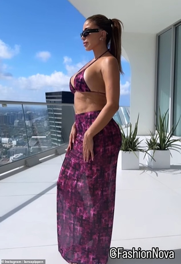 In an Instagram video, uploaded to her Instagram on Thursday, the mother-of-four can be seen putting her toned midriff on display as she stood on her balcony